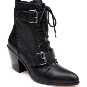 Splendid  Black Leather Lace-up Booties
